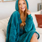 Oversized Velour Blanket Hoodie in Green