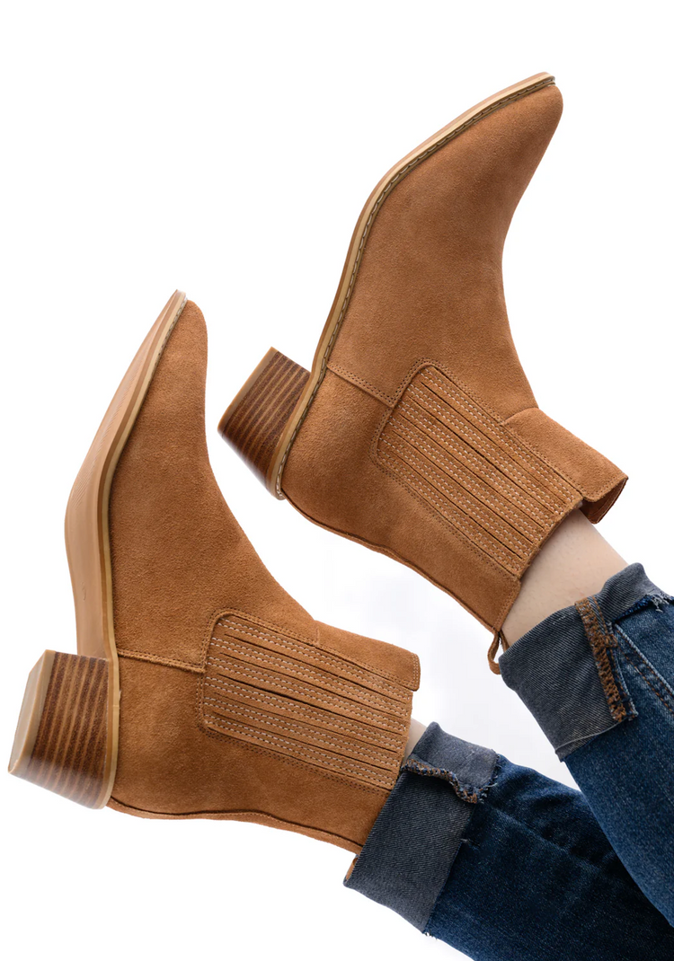 Leonor Suede Ankle Boot in Tan