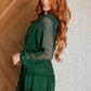 Starlit Glow V-Neck Tiered Dress in Hunter Green