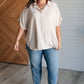 Sweet Simplicity Button Down Blouse in Oatmeal