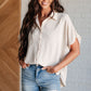 Sweet Simplicity Button Down Blouse in Oatmeal