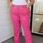 Tanya Control Top Faux Leather Pants in Hot Pink