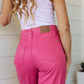 Tanya Control Top Faux Leather Pants in Hot Pink