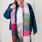 Wanderlust Wrap Oversized Plaid Fringe Scarf in Magenta and Teal