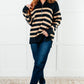 Well Situated Striped Quarter Zip Sweater in Black and Tan