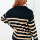 Well Situated Striped Quarter Zip Sweater in Black and Tan