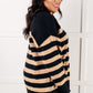 Well Situated Striped Quarter Zip Sweater in Black and Tan