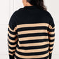 Well Situated Striped Quarter Zip Sweater in Black and Tan