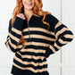 Well Situated Striped Quarter Zip Sweater in Black and Tan