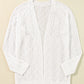 White Plus Size Eyelet Knit Open Front Cardigan