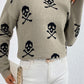 Graphic Mock Neck Dropped Shoulder Sweater