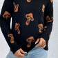 Graphic Mock Neck Dropped Shoulder Sweater