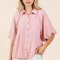 Bubble sleeve button-down shirt