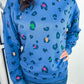 Sky Blue Leopard Drop Shoulder Plus Size Sweatshirt