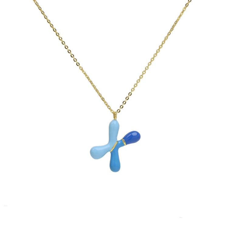 Brass Epoxy Capsule 26 Letter Necklace For Women Initial Alphabet Pendant Necklace Fashion Link Chain Jewelry Gifts