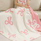 Pink 127*152cm Bow Printed Cozy Soft Throw Blanket