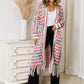 Multicolored Open Front Fringe Hem Cardigan