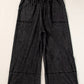 Black Plus Mineral Wash Exposed Seam Wide Leg Cropped Pants