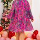 Rose Plus Size Abstract Floral Print Pleated Loose Dress