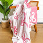 Pink 127*152cm Bow Printed Cozy Soft Throw Blanket