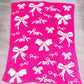 Pink 127*152cm Bow Printed Cozy Soft Throw Blanket