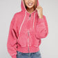 Acid Wash Fleece Cropped Zip-Up Hoodie - Rebel K Collective