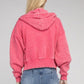 Acid Wash Fleece Cropped Zip-Up Hoodie - Rebel K Collective