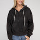 Acid Wash Fleece Cropped Zip-Up Hoodie - Rebel K Collective