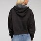 Acid Wash Fleece Cropped Zip-Up Hoodie - Rebel K Collective