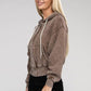 Acid Wash Fleece Cropped Zip-Up Hoodie - Rebel K Collective