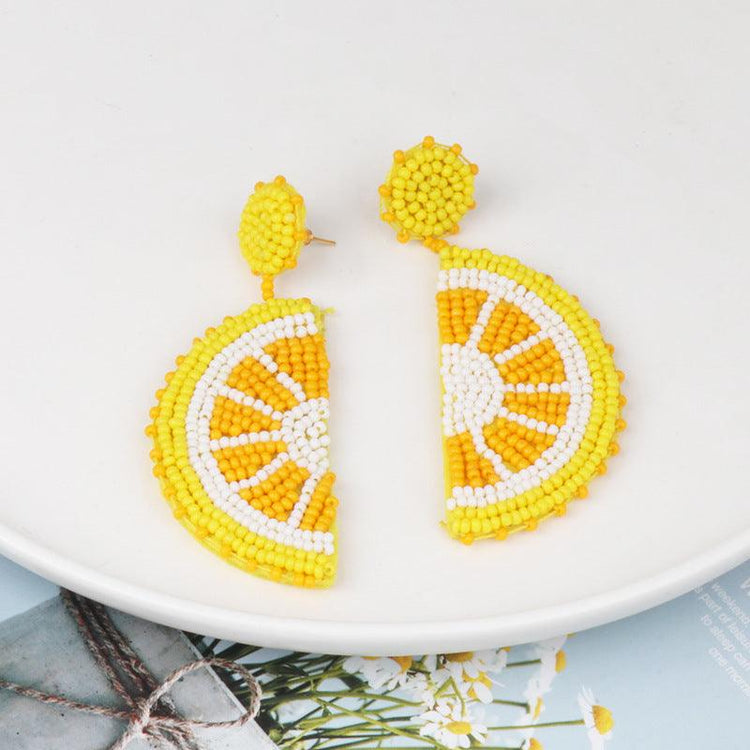 Alloy Beaded Orange Shape Earrings - Rebel K Collective