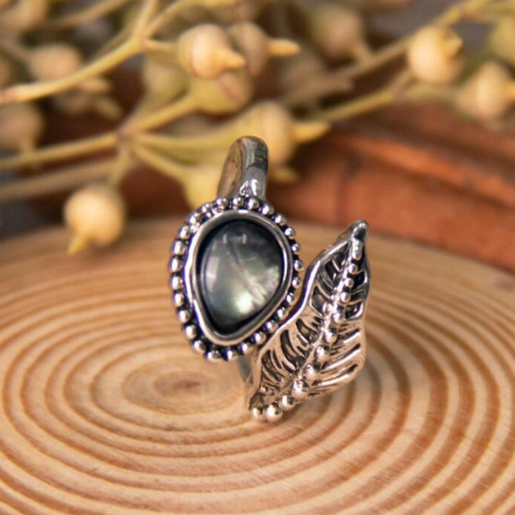 Alloy Moonstone Leaf Bypass Ring - Rebel K Collective