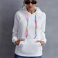 Contrast Stitching Drawstring Raglan Sleeve Hoodie