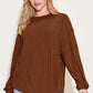 ribbed round neck long sleeve t-shirt