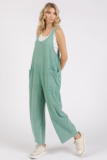 Loose fit cotton overalls