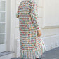 Multicolored Open Front Fringe Hem Cardigan