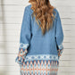 Geometric Open Front Long Sleeve Cardigan