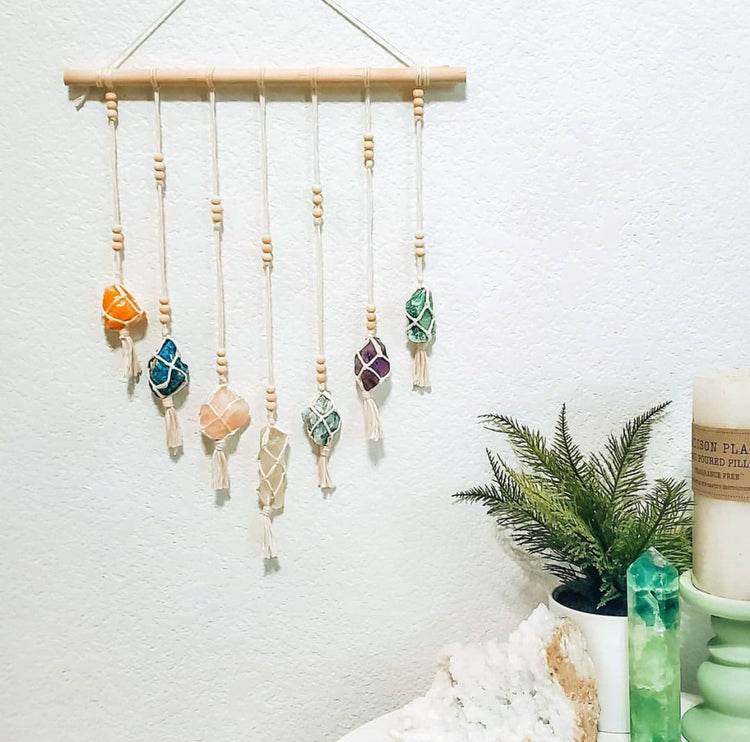 Bohemian Hand-woven Seven-color Rough Crystal Pendant