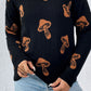 Graphic Mock Neck Dropped Shoulder Sweater