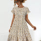 Frill Floral Round Neck Short Sleeve Tiered Dress