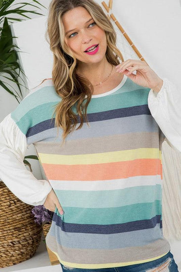 PLUS MULTI STRIPE MIXED BOXY TOP - Rebel K Collective