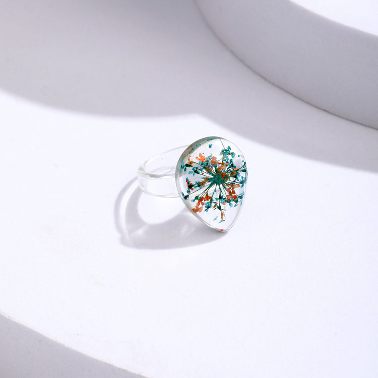 Fashion Popular Resin Dried Flower Ring