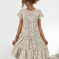 Frill Floral Round Neck Short Sleeve Tiered Dress