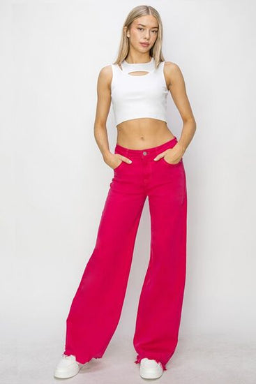 Stretchy wide leg denim