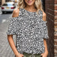 Leopard print cold shoulder top