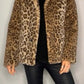 Full Size Leopard Furry Collared Neck Long Sleeve Coat