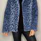 Full Size Leopard Furry Collared Neck Long Sleeve Coat