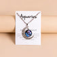 12 Zodiac Sign Glass Charms Moon Pendant Necklace For Women Girls