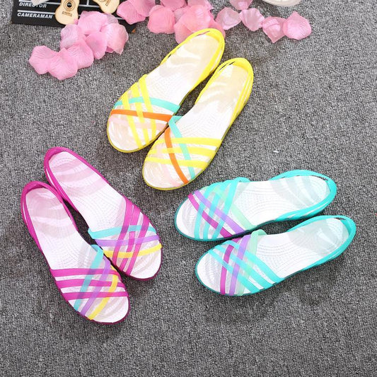 Beach jelly sandals rainbow plastic sandals female summer - Rebel K Collective