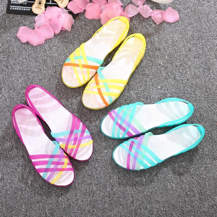 Beach jelly sandals rainbow plastic sandals female summer - Rebel K Collective